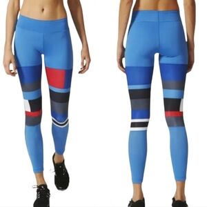 Adidas Wow Drop 2 Tight performance leggings blue colorblock Size Small